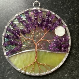 Amethyst tree of life suncatcher