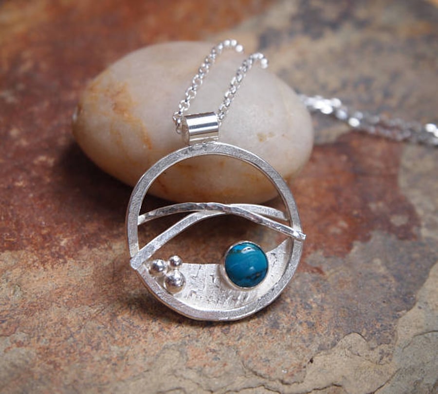 Silver pendant, turquoise pendant
