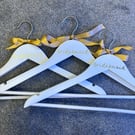 Bridesmaid Wooden Hangers with Gold Ribbon – Set of 3