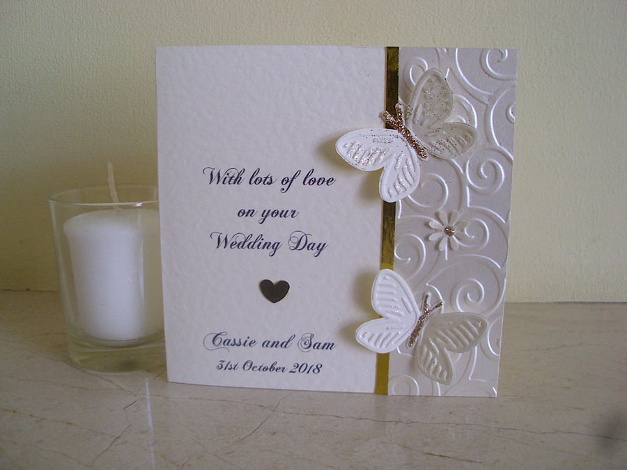 Sparkly Butterflies Congratulations Wedding Card - Personalised - Anniversary