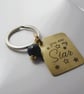 Keyring, Hammered Brass Tag with Engraved Message and Chrysocolla Gemstone - Image 6