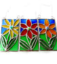Flower Picture Stained Glass Suncatcher Art Red Yellow Orange Handmade Floral - Image 5