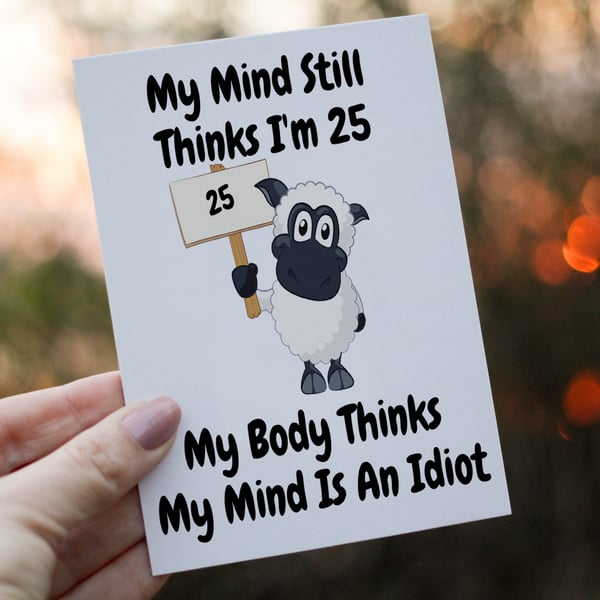 My Mind Thinks It's ... Sheep Birthday Card, Card for Birthday, Funny Sheep 