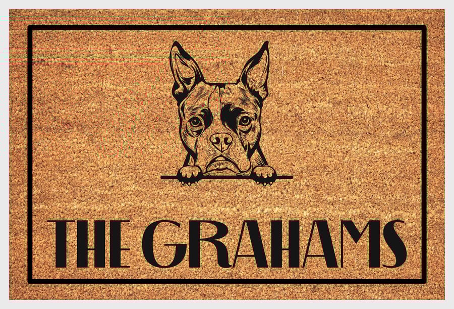Boston Terrier Door Mat - Personalised Boston Terrier Welcome Mat - 3 Sizes