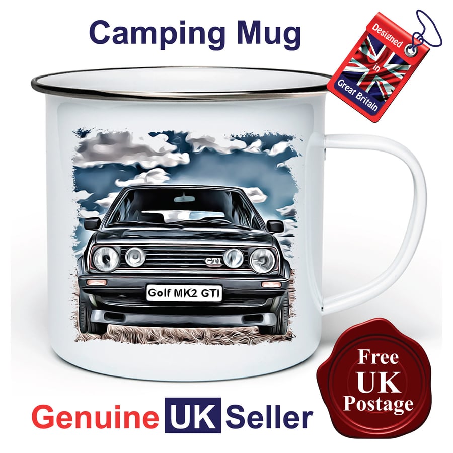 Golf GTI MK2 Mug, Camping Mug, Hiking Mug, Fishing Mug, Outdoor Mug, GTI MK2