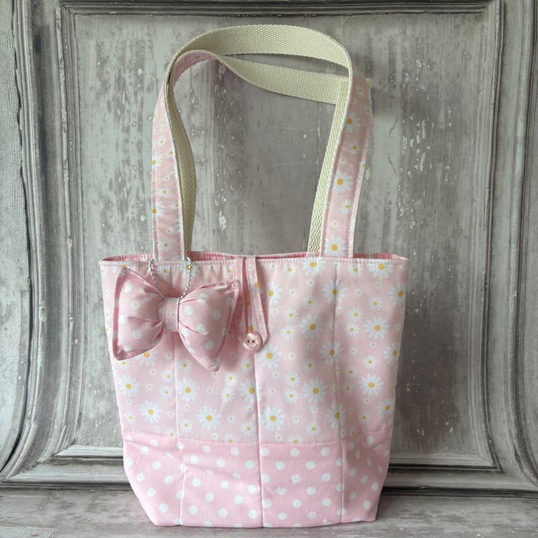 Shoulder Bag - Pink Daisy and Pale Polka Dots - PB5 0023