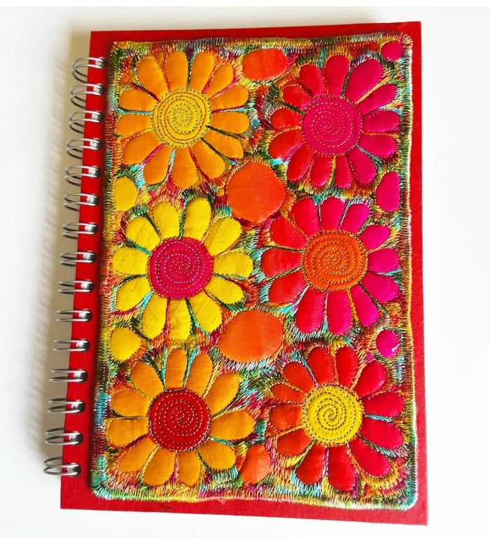 Sketchbook Spiral Bound A5 with Free Machine Embroidery Cover