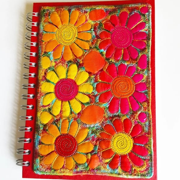 Spiral Bound Sketchbook A5 with Free Machine Embroidery Cover