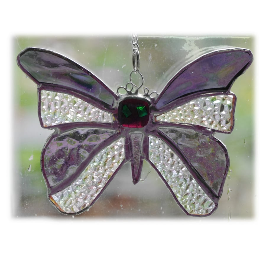Birthstone Butterfly Suncatcher Stained Glass Amethyst February 054