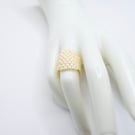 Pearl Beaded Dragon Scale Ring Size N