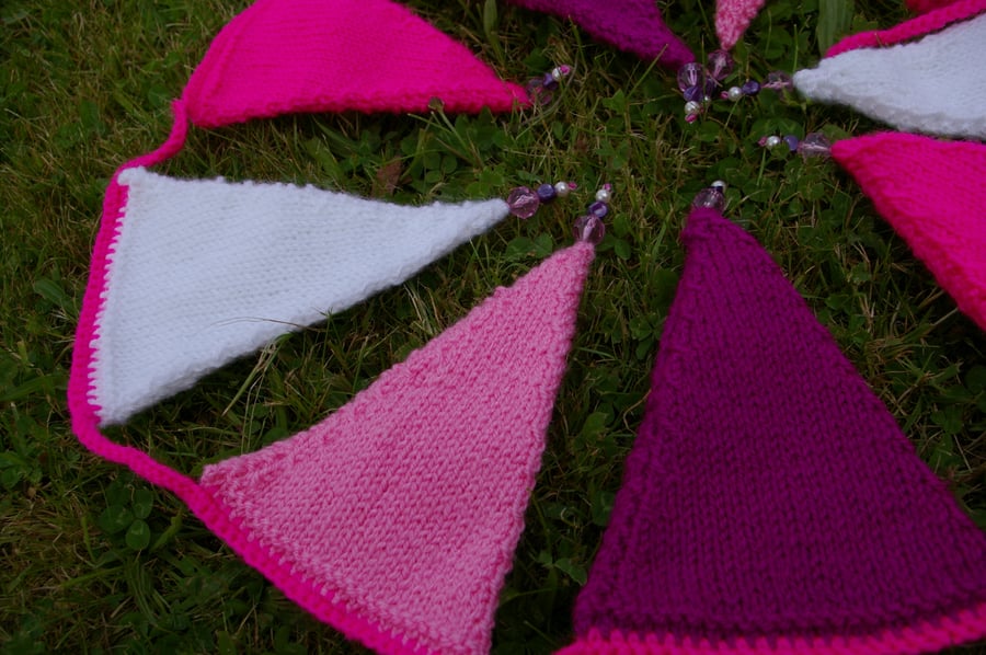 Bunting - Pretty In Pink  handknitted