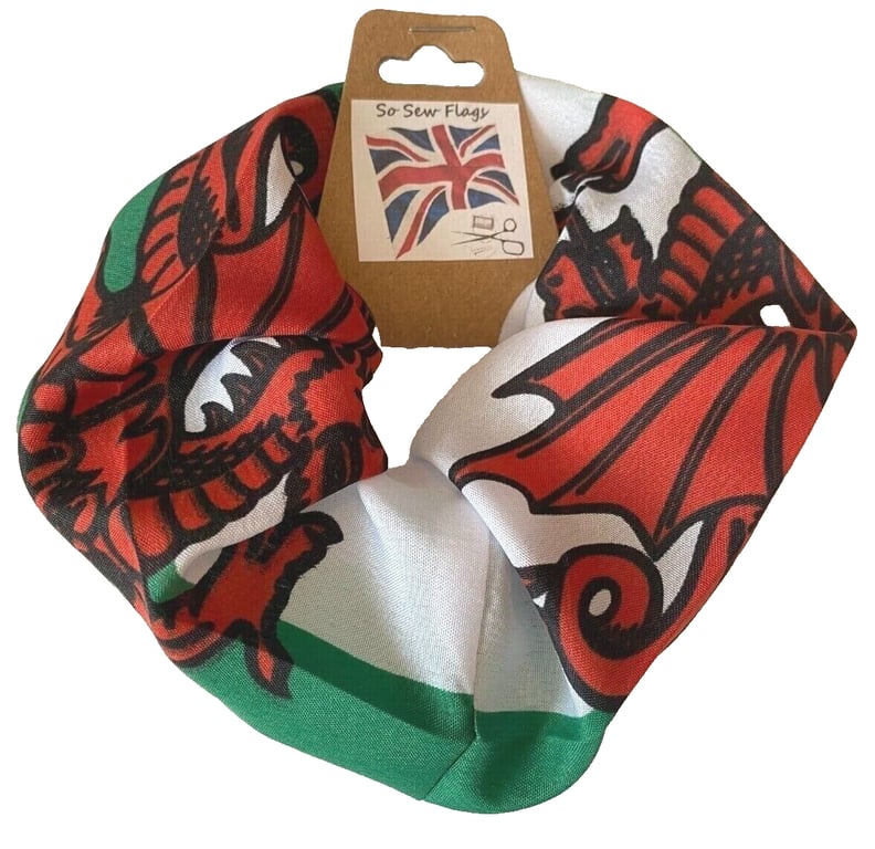 Wales Welsh Dragon Flag Hair Scrunchie Scrunchies Accessory Band Elastic
