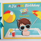 Pool party boy birthday guest book, summer party, beach party book