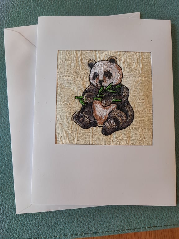 Card with Panda Embroidery