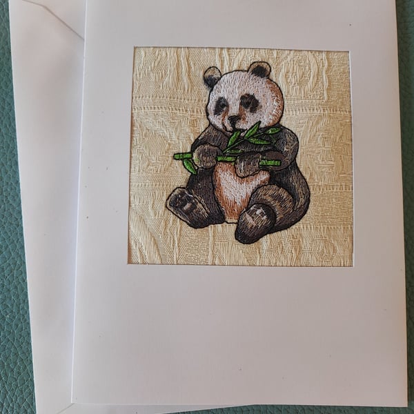 Card with Panda Embroidery