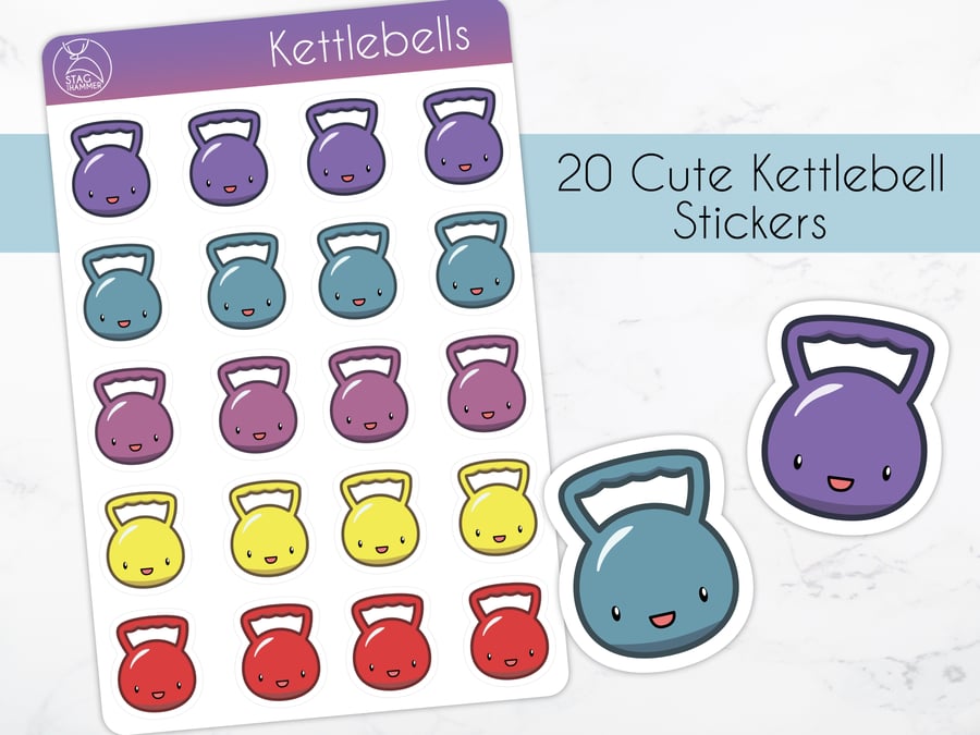 Cute Kettlebell Gym Day Planner Stickers