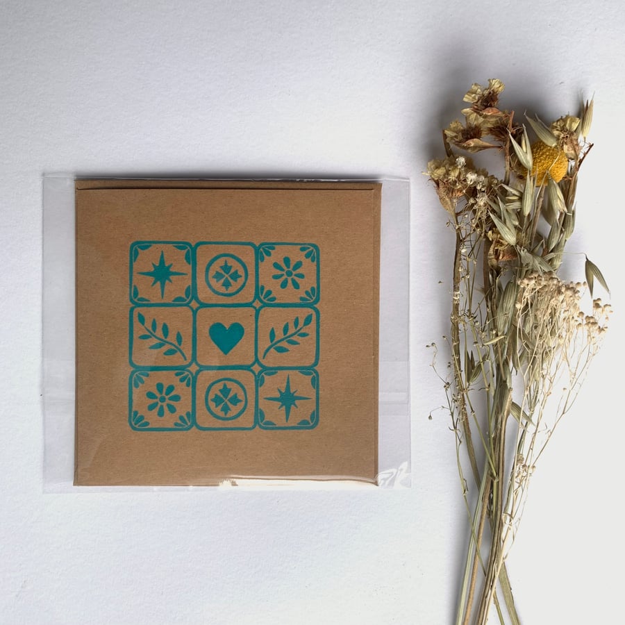 Blank Linoprinted Square Card