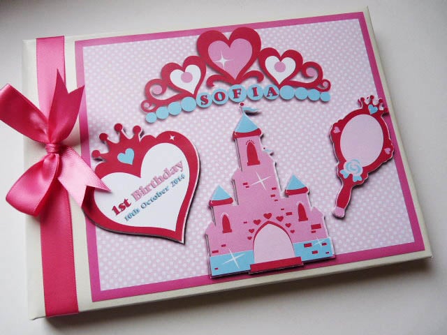 Princess birthday guest book, princess birthday party gift
