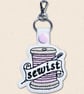 Sewist Keyring - Embroidered Needle and Thread Faux Leather Bag Charm - Image 2