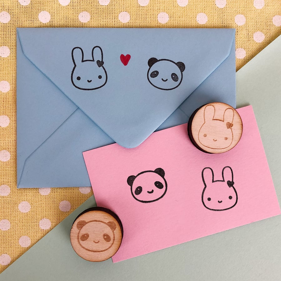 Kawaii Polymer Stamps - Bunny & Panda