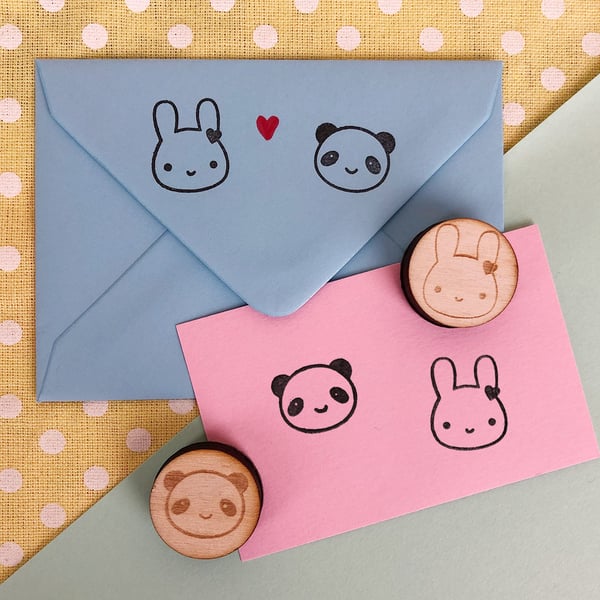 Kawaii Polymer Stamps - Bunny & Panda