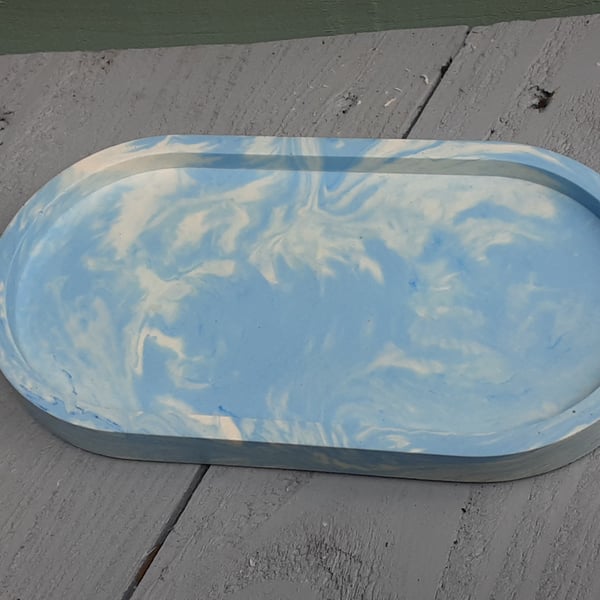 jesmonite blue trinket dish pot holder candle display