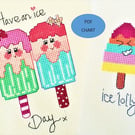 Ice lollies cross stitch set of 2 Instant digital Download PDF chart