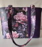 Handmade Moody Floral Tote Bag - Deep Purple Faux Leather & Peonies