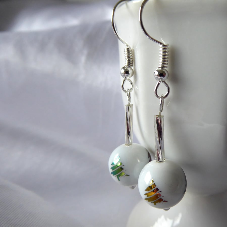 Christmas Bauble Multi colour Tree Earrings 