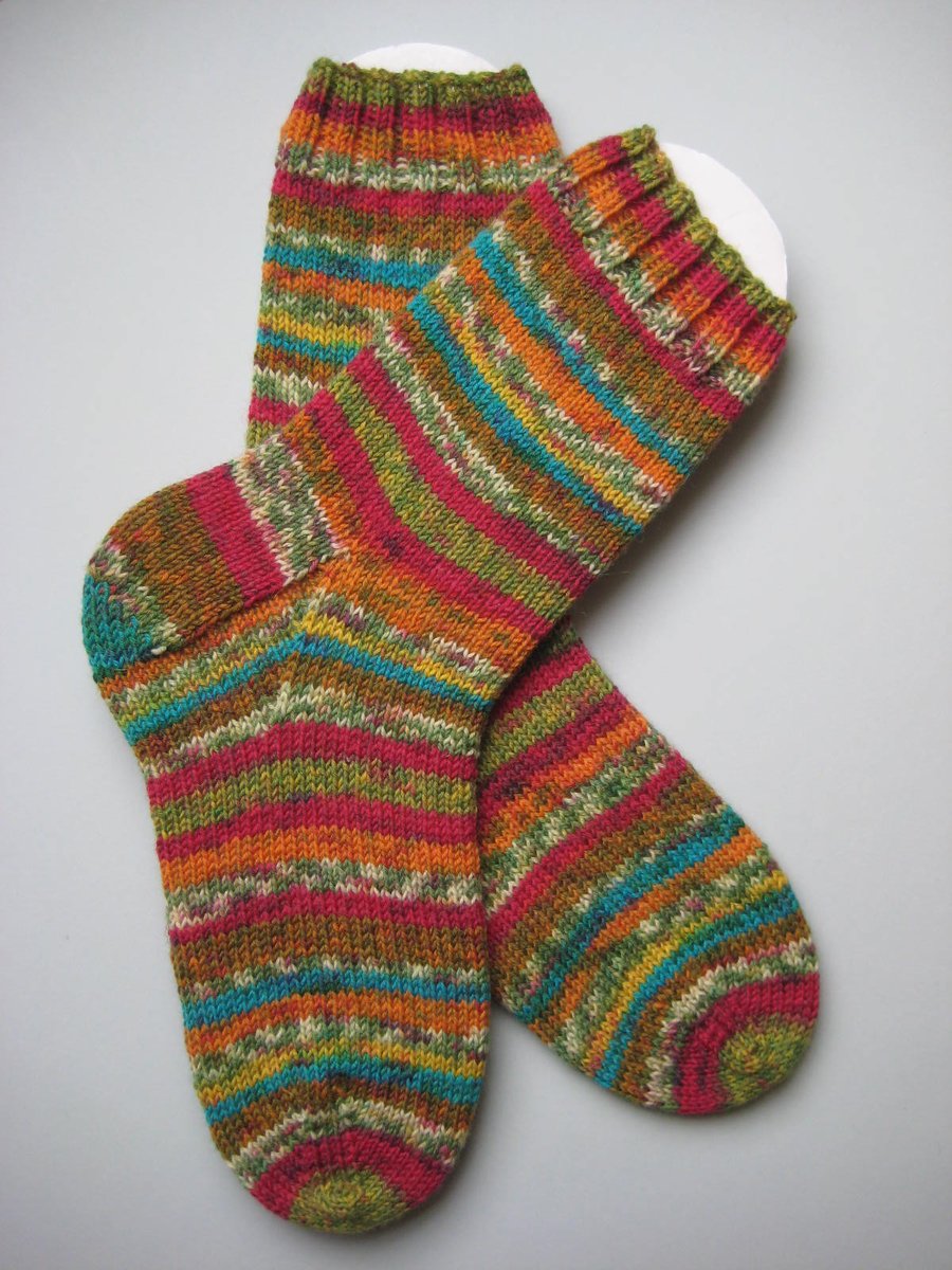hand knit womens wool socks UK 5-7