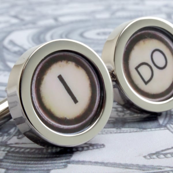 I Do Cufflinks for the Groom in Vintage Typewriter Style