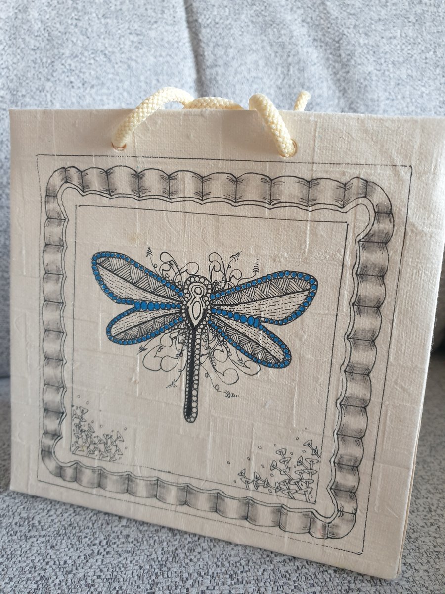 Zentangle dragonfly gift bag 