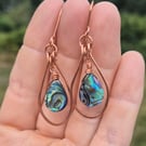 Abalone shell and copper homemade earrings