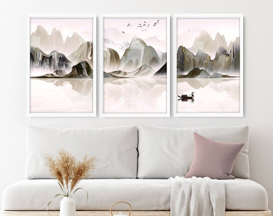 Office decor wall art, Home decor Japanese art, calming zen wall decor, Japandi 