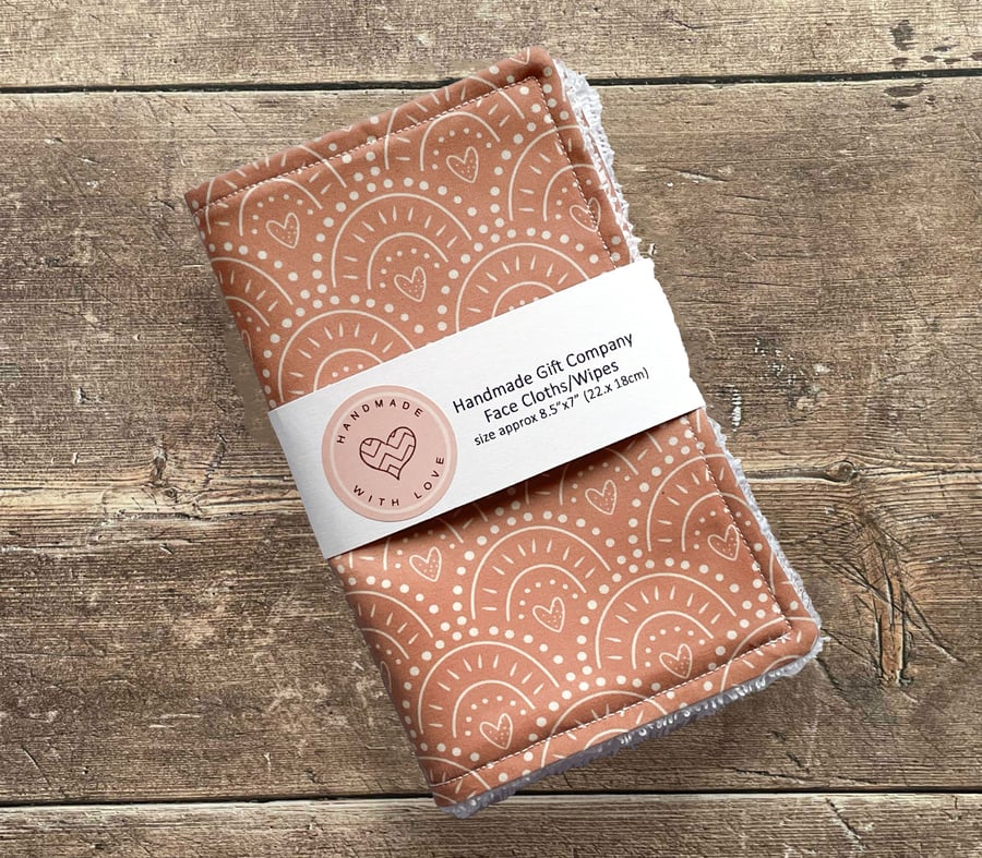 Handmade 2 Pk Face Wipes, Face Cloths, Face Flannels, Eco-Friendly Wipes-FCW32