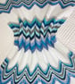 Shades of blue grey and aqua baby blanket, hand knitted in cotton yarn. - Image 1