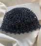 Handcrafted 100% Cotton Black Sequined Crochet Beanie, Sequin Knit Hat, Sparkly