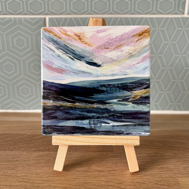 'After the Light Fades' Ceramic Tile with Wooden Easel