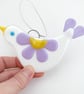 Fused Glass Lilac Bird Hanging  - Handmade Glass Decoration - Image 3