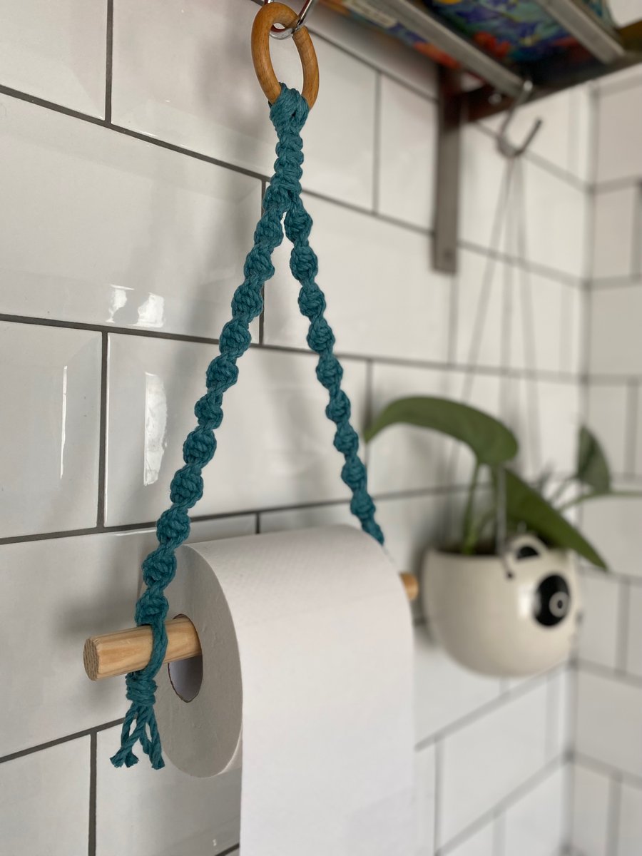 Teal blue toilet paper roll holder, toilet roll storage, bathroom accessories