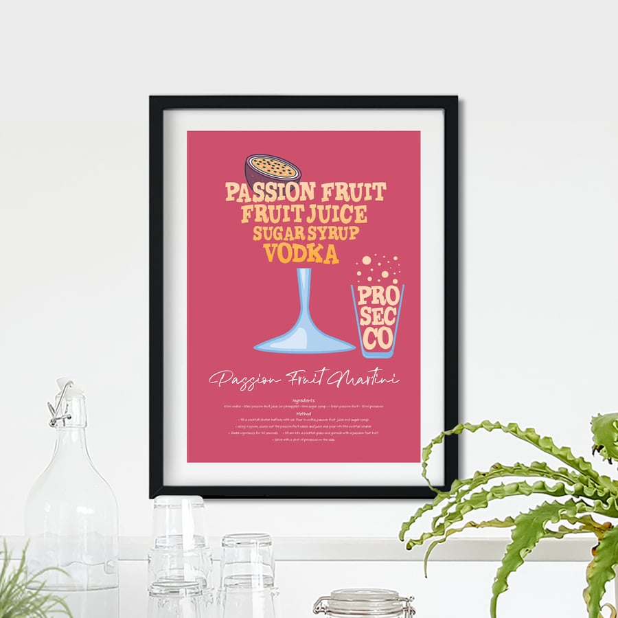 Passion Fruit Martini Cocktail Poster Word Art Poster