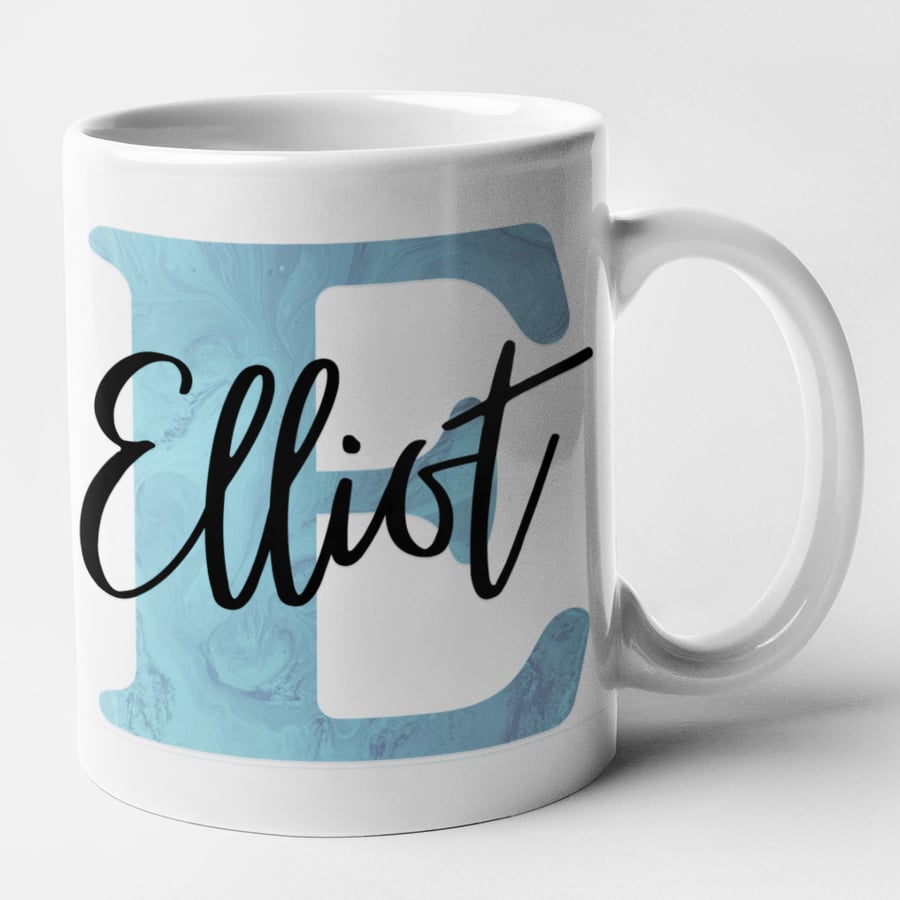 Personalised Name Mug BLUE Marble Name Mug Custom Name Coffee Mug Gift 