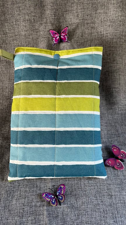 Book Sleeve, Cover, Pouch Blue and Green Stripped