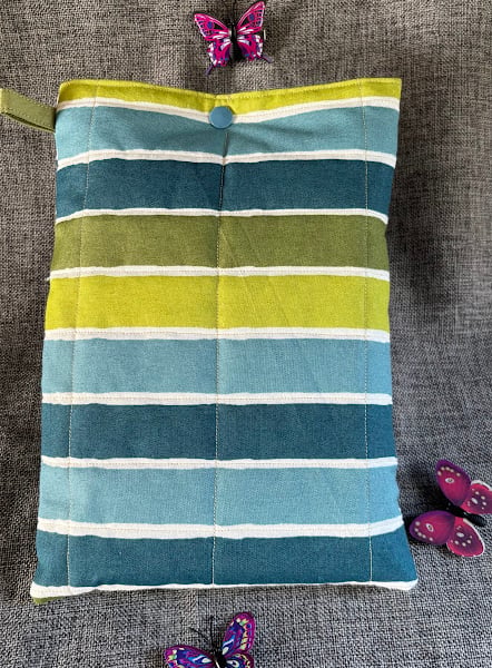 Book Sleeve, Cover, Pouch Blue and Green Stripped
