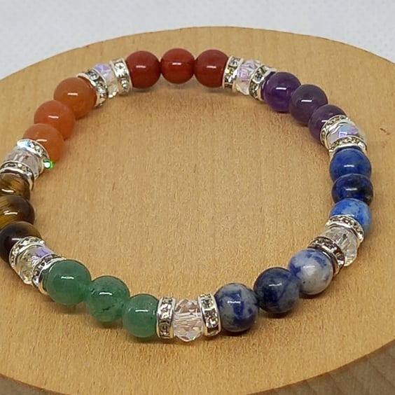 Chakra bracelet and clear crystals