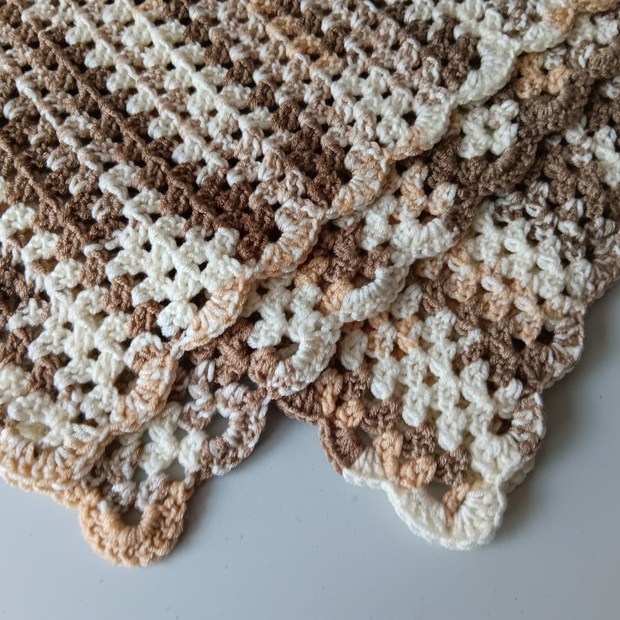 NOT AVAILABLE Crochet Blanket (Cafe Creme) - soft, cosy and warm