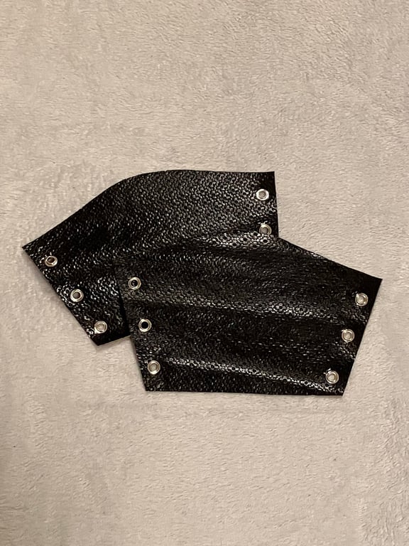 Sm Pair of Patterned Black in colour leather bracers FREE SHIPPING