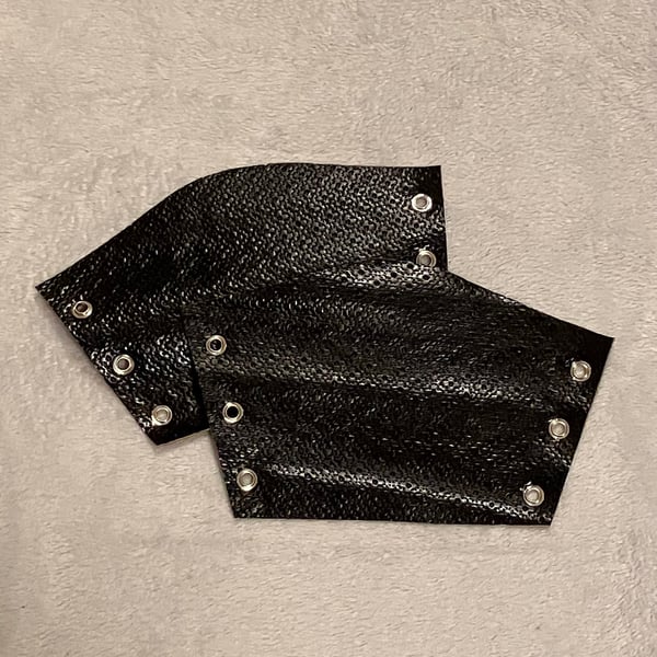 Sm Pair of Patterned Black in colour leather bracers FREE SHIPPING