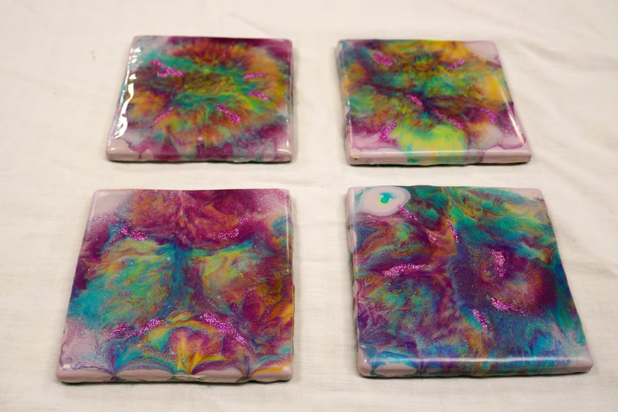 Acrylic Hand Painted Coaster Set 1