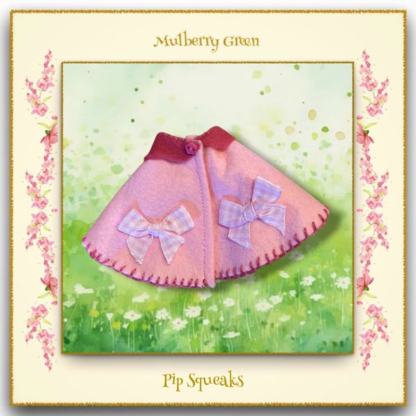 Pip Squeak's Embroidered Pink Cape with Bows
